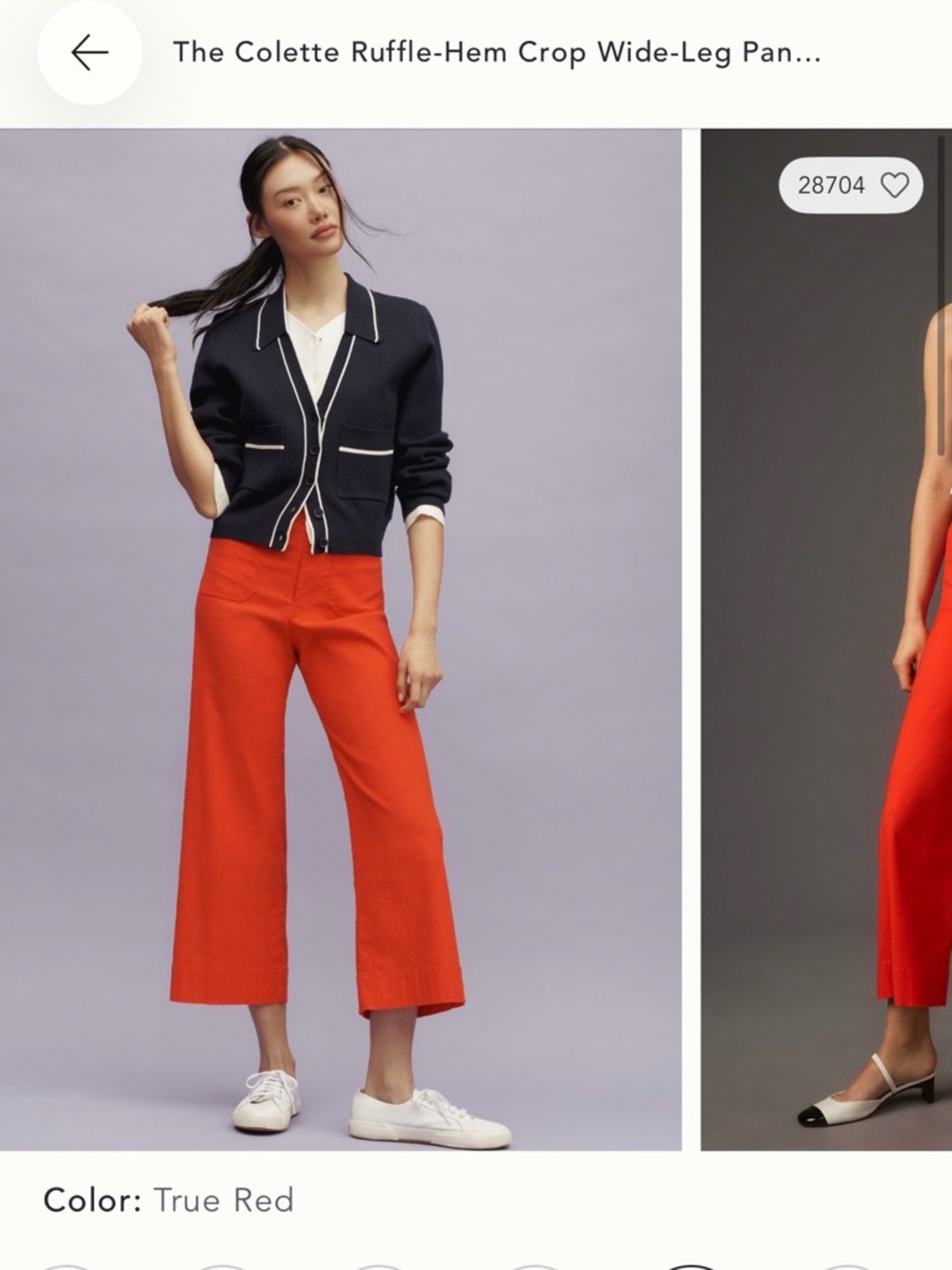 Mauve True Red Wide-Leg Crop Pants